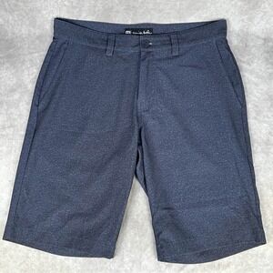 Travis Mathew Golf Shorts Mens Size 32 Blue Performance Flat Front Stretch 11"